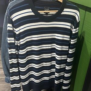 GAP Navy and Cream Striped Sweater